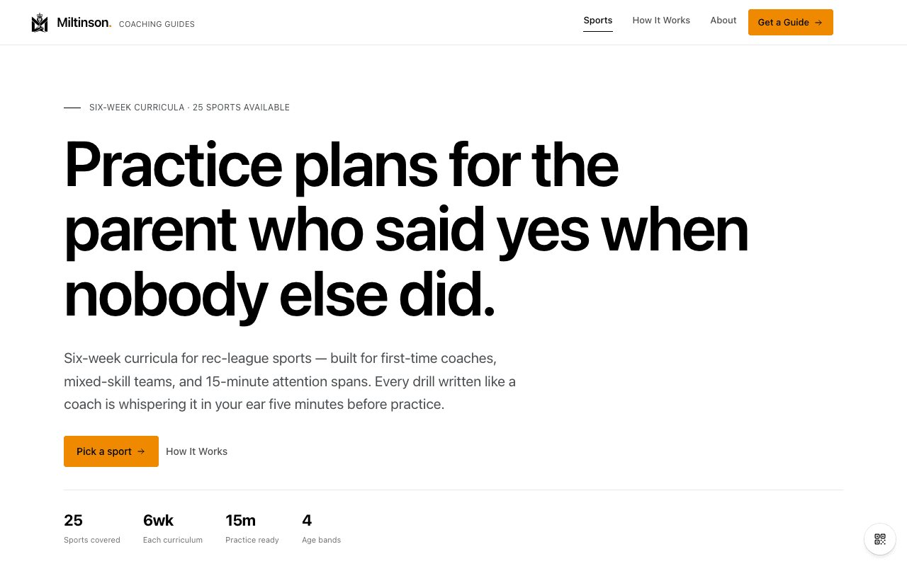 Sports Coaching Guides homepage screenshot